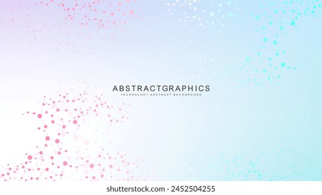 Modern abstract molecules structure for science or medical background. DNA helix or atom visualization. Molecular wave flow abstract background. Vector illustration