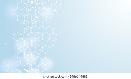 Estructura de moléculas abstractas modernas para la ciencia o el fondo médico. Visualización de hélices de ADN o átomos. Fondo abstracto del flujo de onda molecular. Ilustración vectorial