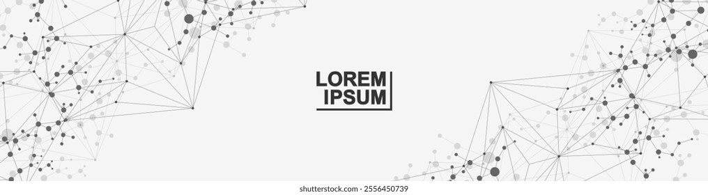 Modern abstract molecules structure for science or medical background. DNA helix or atom visualization. Molecular wave flow abstract background. Vector illustration