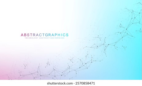 Modern abstract molecules structure for science or medical background. DNA helix or atom visualization. Molecular wave flow abstract background. Vector illustration