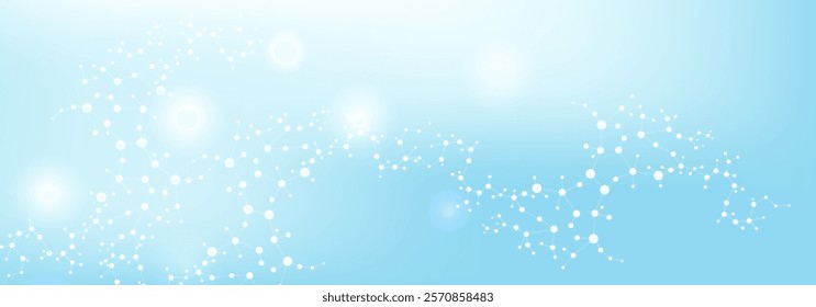 Modern abstract molecules structure for science or medical background. DNA helix or atom visualization. Molecular wave flow abstract background. Vector illustration