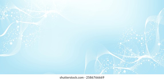 Modern abstract molecules structure for science or medical background. DNA helix or atom visualization. Molecular wave flow abstract background. Vector illustration