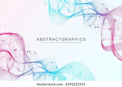 Modern abstract molecules structure for science or medical background. DNA helix or atom visualization. Molecular wave flow abstract background.  illustration