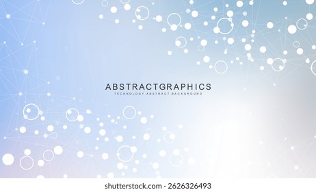 Modern abstract molecules structure for science or medical background. DNA helix or atom visualization. Molecular wave flow abstract background. Vector illustration