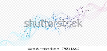 Modern abstract molecules structure for science or medical background. DNA helix or atom visualization. Molecular wave flow abstract background. Vector illustration