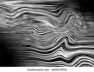 Modern abstract monochrome background of thin curved lines. Vector illustration