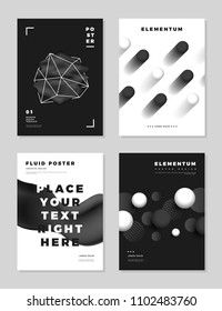 Modern abstract monochrome cover design templates. Vector illustration Eps 10.