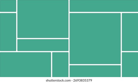 Modern Abstract Mosaic Background with Geometric Shapes in Sea Green and White for Graphic Design and Creative Projects Emphasizing Simplicity and Clean Lines
