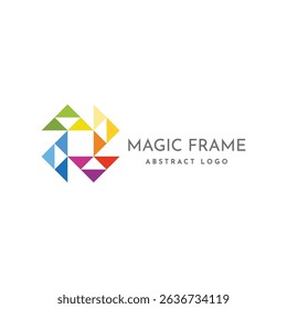 Modern abstract mosaic and geometric with colorful triangles logo desing template business brand