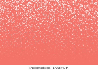 Gradiente de mosaico abstracto moderno con elementos pentagonales blancos sobre un fondo de coral. Caer formas geométricas con una transparencia diversa. Ilustración mimmal de medio tono vectorial eps10