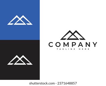 modern abstract mountain peak hill ridge geometric line logo ideas