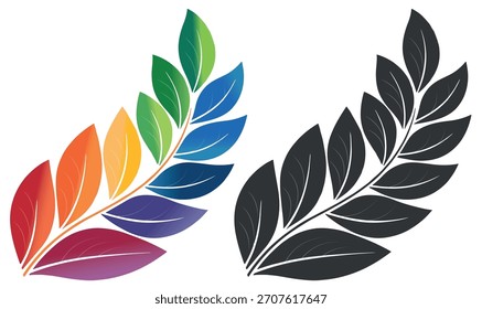 Diseño de hoja multicolor Abstractas moderno. Hoja Abstractas. Diseño de hoja multicolor. Logotipo de la naturaleza moderna. Logotipo respetuoso del medio ambiente. Logotipo creativo de la marca. Diseño de logo botánico. Icono de hoja colorido.