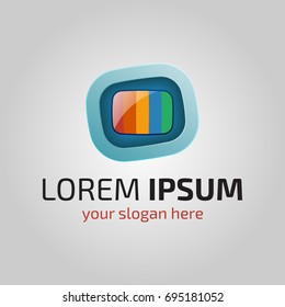 modern abstract multimedia logo. colorful video player symbol. vector illustration