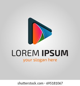 modern abstract multimedia logo. colorful video player symbol. vector illustration