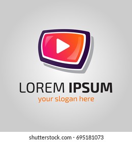 modern abstract multimedia logo. colorful video player symbol. vector illustration