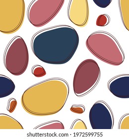 Modern abstract nature shape seamless pattern. Hand drawn various shapes. Vector illustrationr. Different shapes and Trendy colors for wallpaper, print, textile, scrapbooking, cover design
