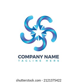 Modern Abstract Negative space star logo eps