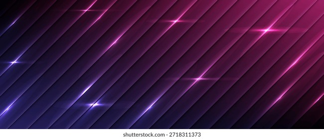 Modern abstract neon background with diagonal glowing lines in purple, pink, and blue gradient, futuristic and elegant digital design.