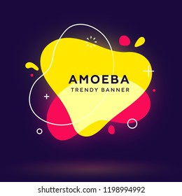 Modern abstract neon vector banners. Flat geometric shapes of different colors with white outline in memphis design style. Template ready for use in web or print design.