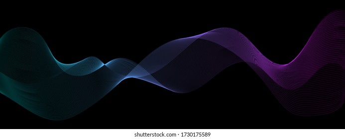 modern abstract neon wavy lines on black background. vector eps 10
