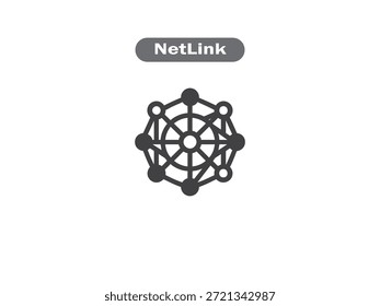 Modernes abstraktes technisches Symbol von NetLink - Minimalistische Vektorgrafik für die Vernetzung von Netzwerken, digitale Konnektivität und Cloud-Infrastruktur-Branding