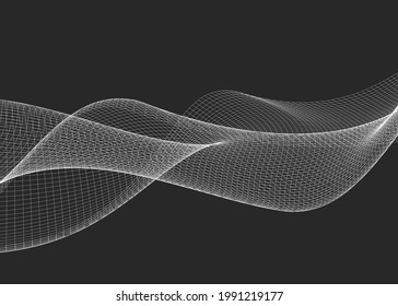 Moderna onda de malla de red abstracta con fondo negro