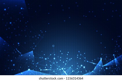Modern abstract network science connection technology internet and graphic design. on hi tech future blue background network. for template,web design wallpaper,poster,presentation.Vector illustration