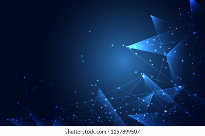 Moderna tecnología de conexión de red abstracta Internet y diseño gráfico. en su futura red de fondo azul de tecnología. para plantilla,fondo de pantalla de diseño web,afiche,presentación.Ilustración vectorial