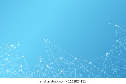 Modern abstract network science connection technology internet and graphic design. on hi tech future blue background network. for template,web design wallpaper,poster,presentation.Vector illustration