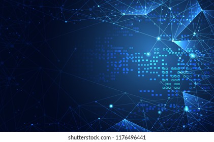 Modern abstract network science connection technology internet and graphic design. on hi tech future blue background network. for template,web design wallpaper,poster,presentation.Vector illustration