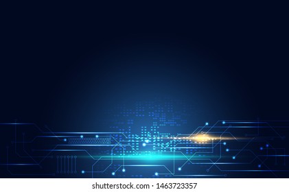 Diseño gráfico y punto de línea de tecnología de conexión de red abstracta moderna. en su futura red de fondo azul de tecnología.