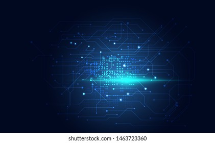 Modern abstract network science connection technology line dot and graphic design. on hi tech future blue background network.
