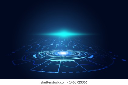 Modern abstract network science connection technology line dot and graphic design. on hi tech future blue background network.
