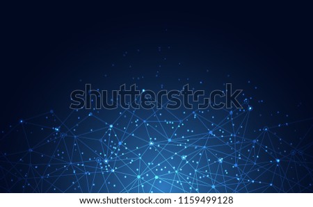 Modern abstract network science connection technology internet and graphic design. on hi tech future blue background network. for template,web design wallpaper,poster,presentation.Vector illustration