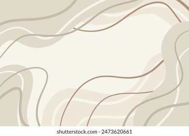 Modern abstract neutral background with waves  lines and geometric shapes. Contemporary design in Beige color.
