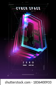 Modern abstract number 0. Hud poster design. Vector design for banner, presentation, web page, card, labels or posters.