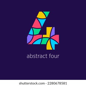 Modern abstract numeral four logo icon. Unique design color transitions. Colorful 4 number template. vector.