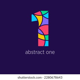Modern abstract numeral one logo icon. Unique design color transitions. Colorful 1 number template. vector.