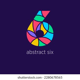 Modern abstract numeral six logo icon. Unique design color transitions. Colorful 6 number template. vector.