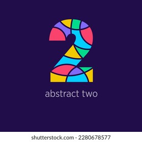 Modern abstract numeral two logo icon. Unique design color transitions. Colorful 2 number template. vector.