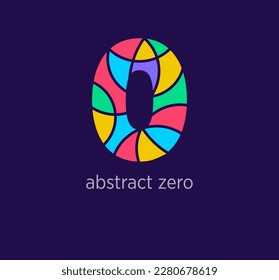Icono de logotipo cero numérico abstracto moderno. Transiciones de color de diseño únicas. Plantilla de número 0 colorida. vector.