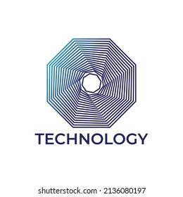 modern abstract octagon blend tech logo