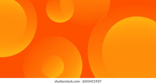 Fondo naranja abstracto moderno con el fondo de los círculos, gradaciones amarillas anaranjadas, efecto del círculo, forma memphis, de moda, Ilustración vectorial.