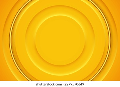 Modern abstract orange background. Elegant orange circle design with shadow and golden line.