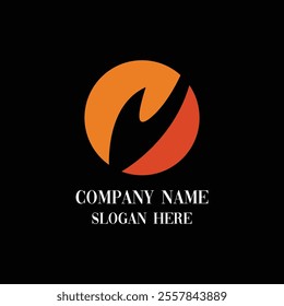 Modern Abstract Orange and Black Logo Design for Branding