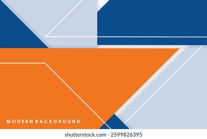 modern abstract orange, blue and white color background template design