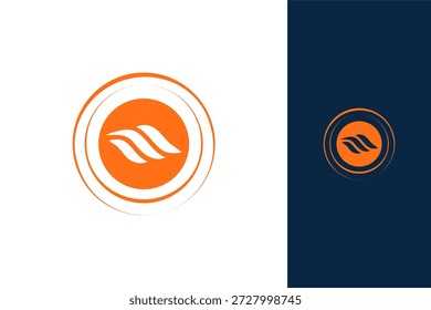 Logotipo circular naranja abstracto moderno que representa la fluidez y el crecimiento sobre un fondo oscuro