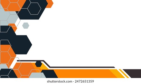 Modern Abstract Orange Hexagon Technology Background