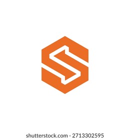 Modern abstract orange hexagonal logo with a stylized white 'S' letter, symbolizing dynamic progress, strength, and innovative brand identity for various ventures