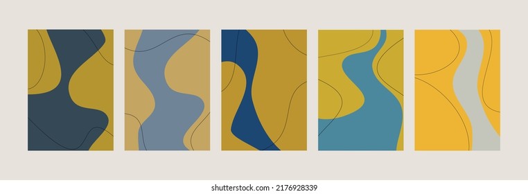Modern abstract organic minimal background. Amorphous blob shaped hand drawn artwork.